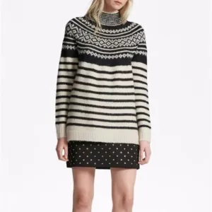 French Connection Norway High Neck Fair Isle Wool Sweater