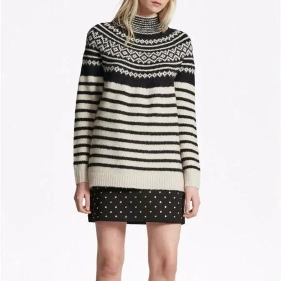 French Connection Norway High Neck Fair Isle Wool Sweater