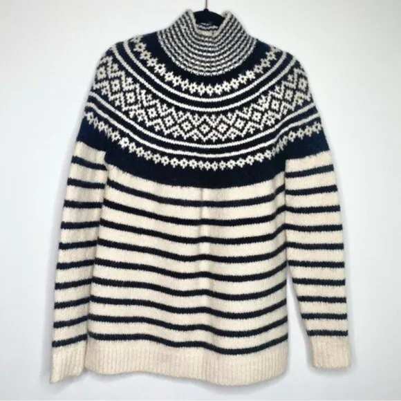 French Connection Norway High Neck Fair Isle Wool Sweater
