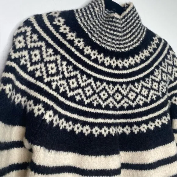 French Connection Norway High Neck Fair Isle Wool Sweater