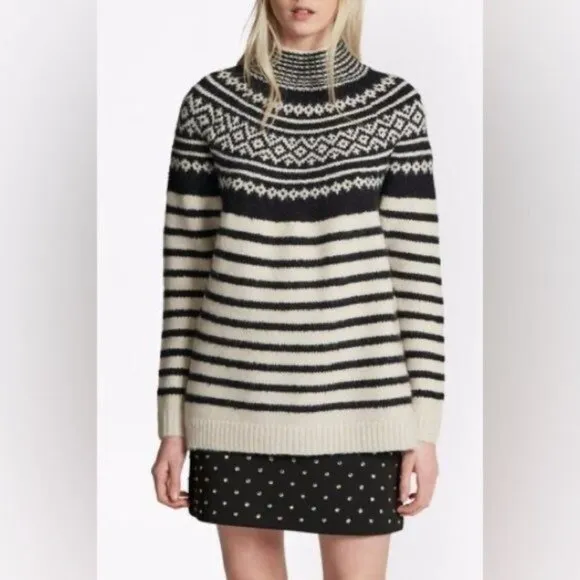 French Connection Norway High Neck Fair Isle Wool Sweater
