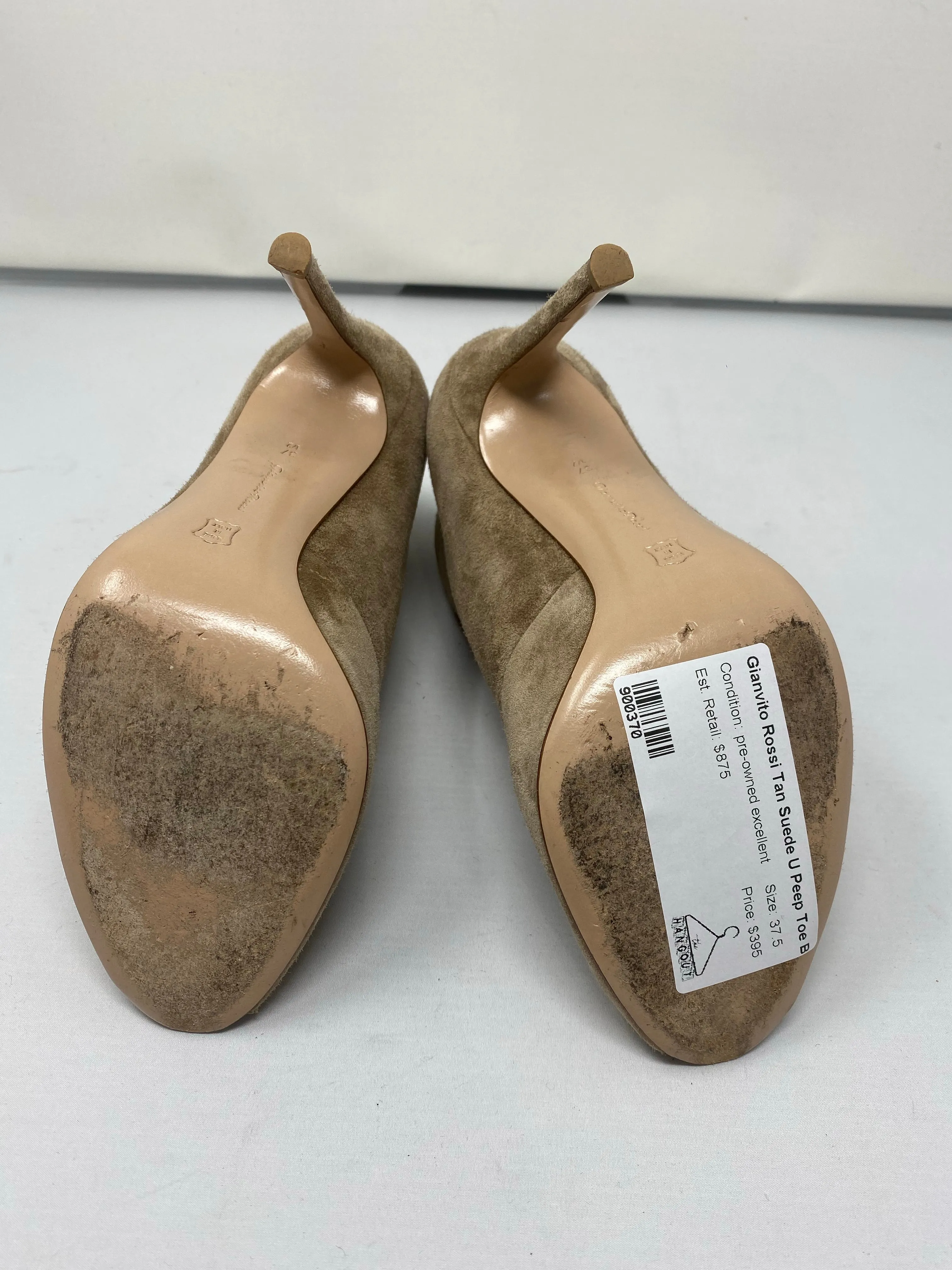 Gianvito Rossi Tan Suede U Peep Toe Bootie