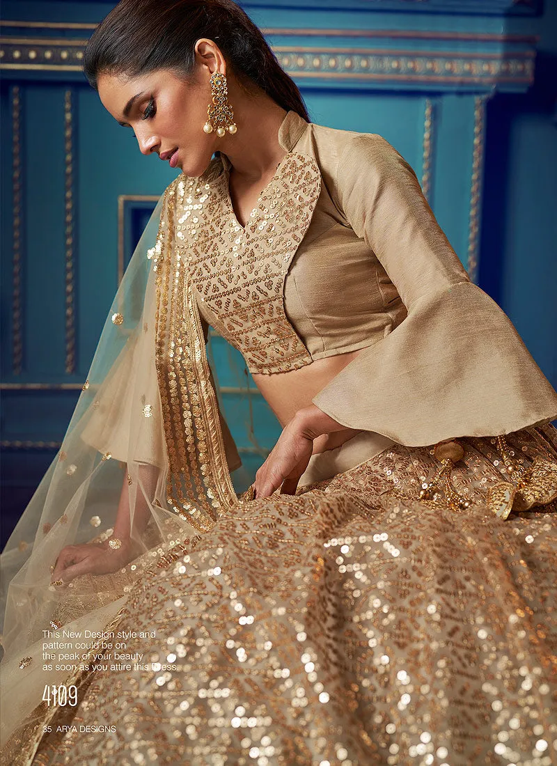 Golden Beige Indo Western Lehenga Choli