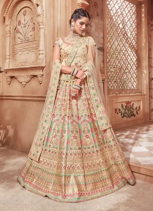 Golden With Multicoloured Traditional Lehenga Choli Set