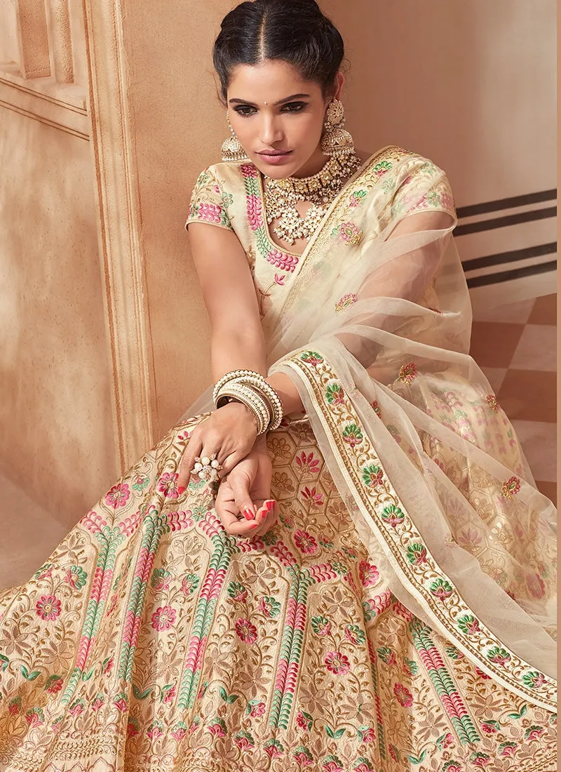 Golden With Multicoloured Traditional Lehenga Choli Set