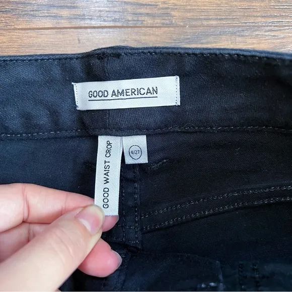 Good American • Good Waist Crop Side Slit Jeans Black skinny high rise ankle