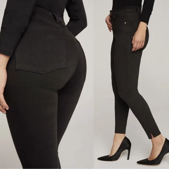 Good American • Good Waist Crop Side Slit Jeans Black skinny high rise ankle