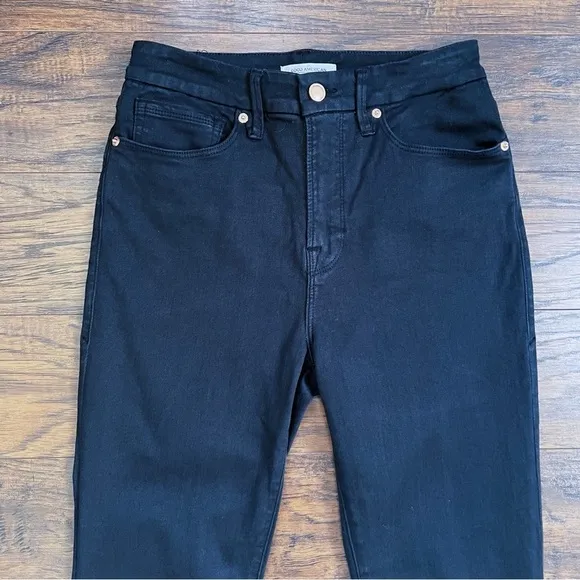 Good American • Good Waist Crop Side Slit Jeans Black skinny high rise ankle