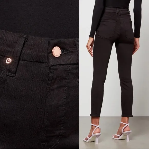 Good American • Good Waist Crop Side Slit Jeans Black skinny high rise ankle