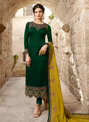Green And Yellow Traditional Pants Suit