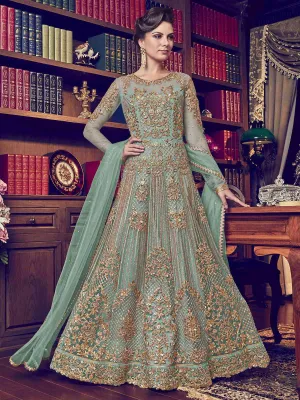 Green Embroidered Designer Bridal Anarkali Suit