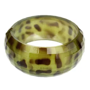 Green Spotted Cheetah Hinged Bracelet