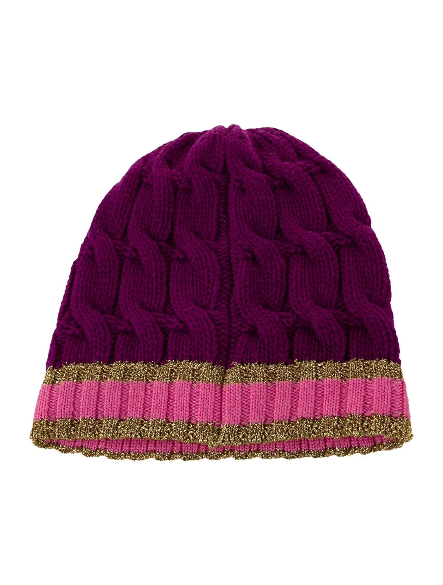Gucci Cable Knit Beanie in Purple