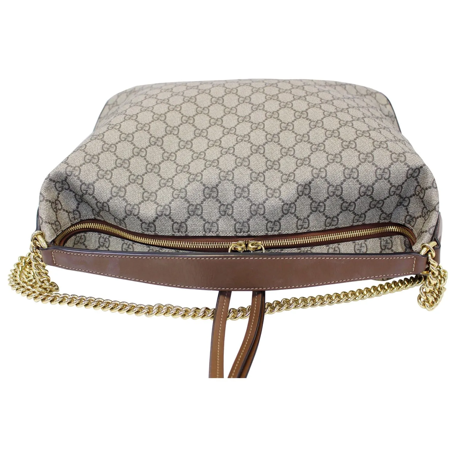 GUCCI GG Supreme Canvas Hobo Shoulder Bag Beige/Brown