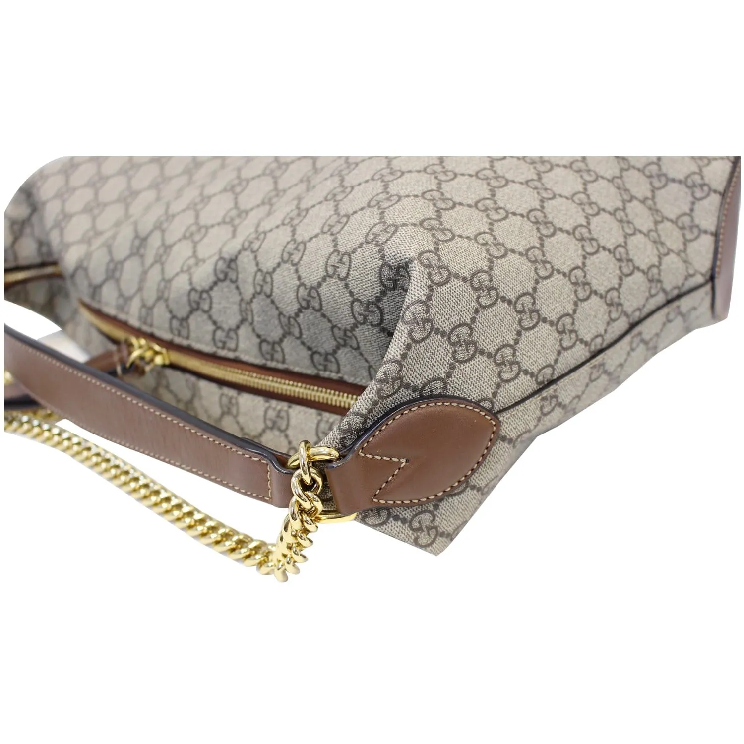 GUCCI GG Supreme Canvas Hobo Shoulder Bag Beige/Brown