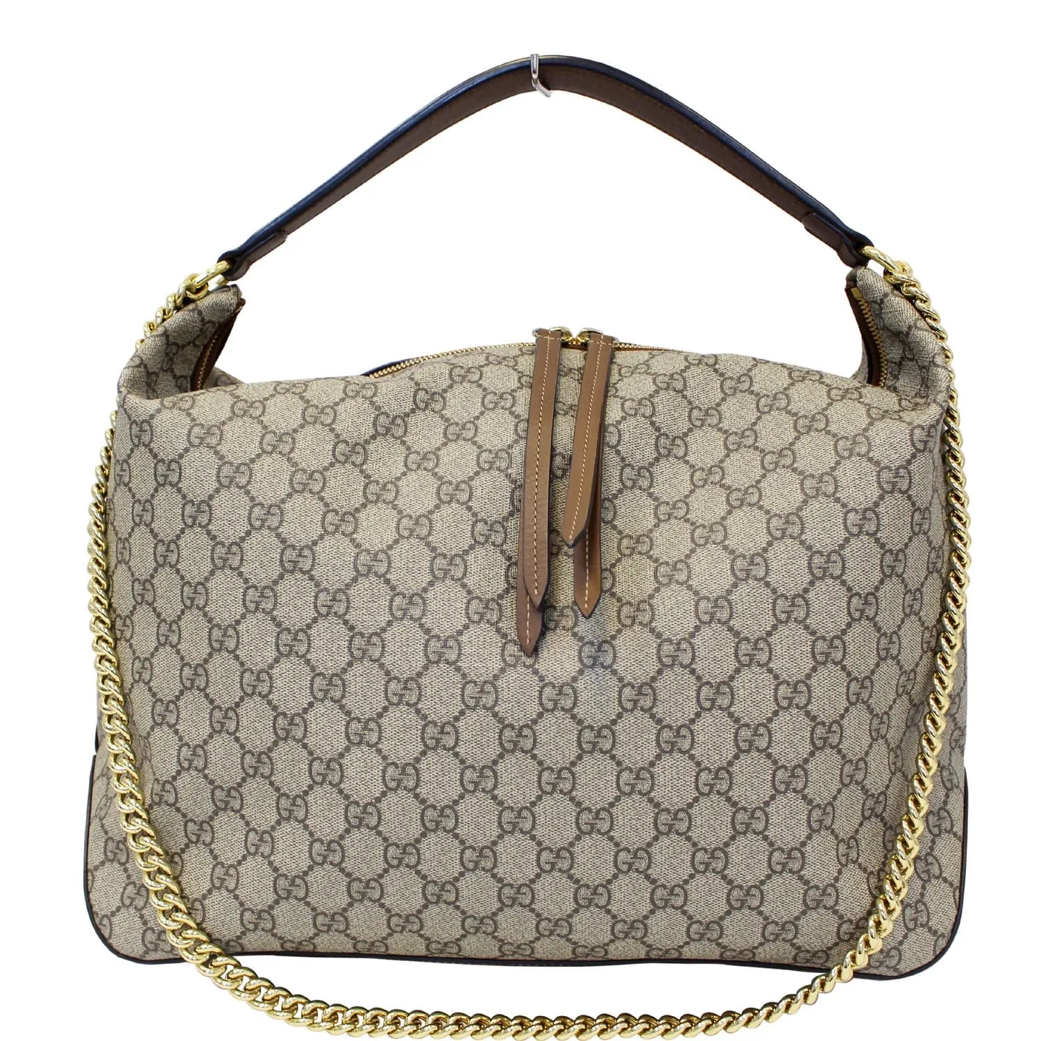 GUCCI GG Supreme Canvas Hobo Shoulder Bag Beige/Brown