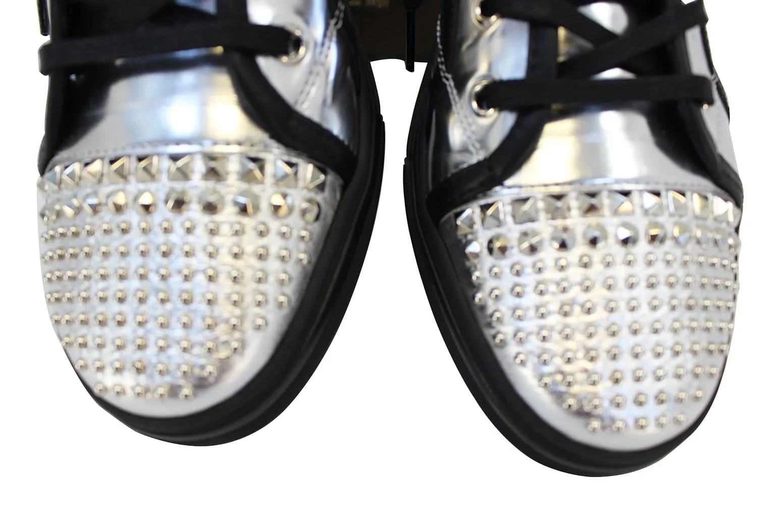 GUCCI Womens Metallic Leather High Top Studs Sneakers Size 41 G US 11.5 370875