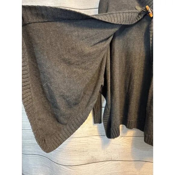 Halogen Wool Poncho Cape Sweater With Toggle Closure O/S