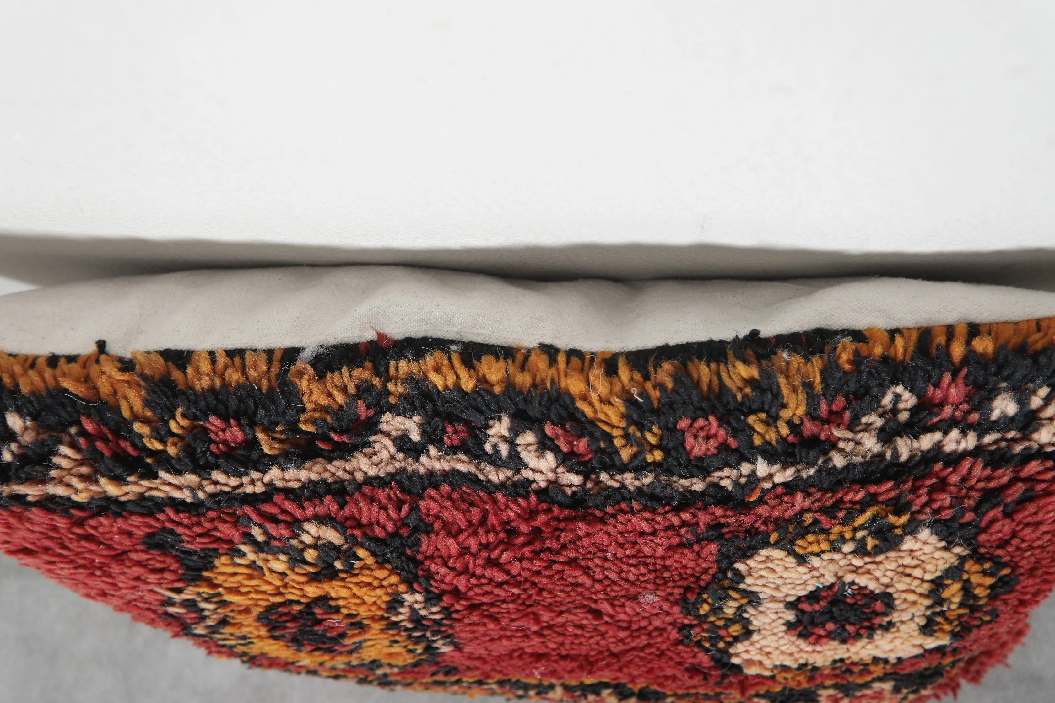 Handwoven Moroccan Wool Pillow with Bold Floral Patterns - 16.5 x 23.6 Inches