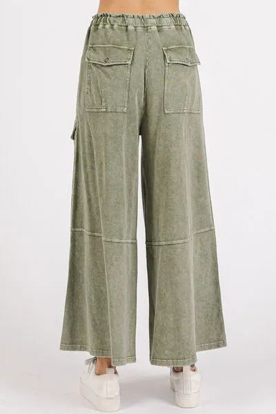 Hazel Blues® |  Mittoshop French Terry Cargo Wide Leg Pants