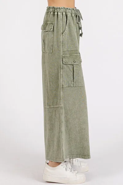 Hazel Blues® |  Mittoshop French Terry Cargo Wide Leg Pants