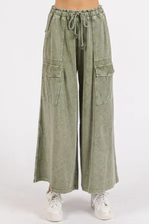 Hazel Blues® |  Mittoshop French Terry Cargo Wide Leg Pants
