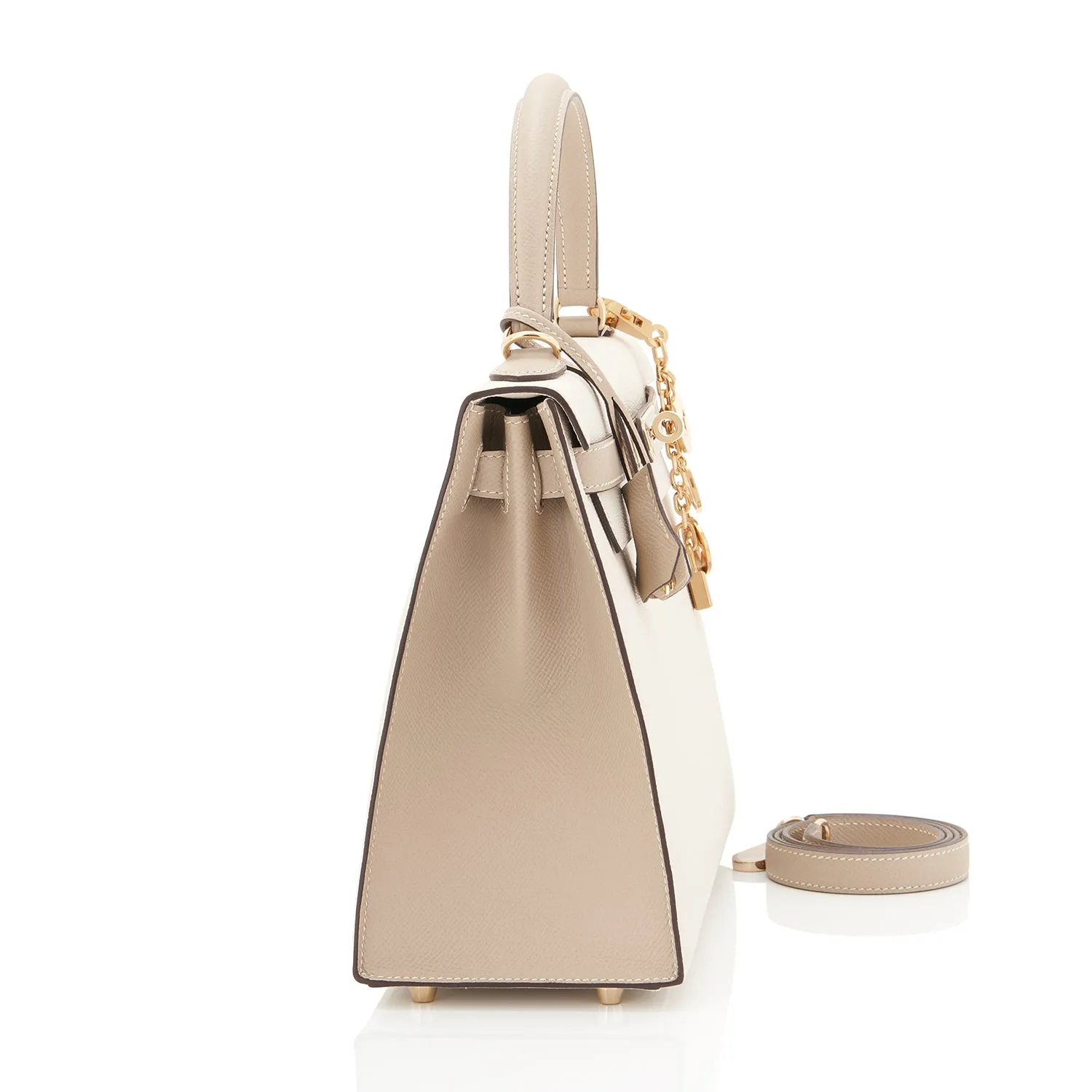 Hermes HSS Craie and Trench Kelly 28cm Epsom Sellier Permabrass