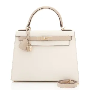 Hermes HSS Craie and Trench Kelly 28cm Epsom Sellier Permabrass