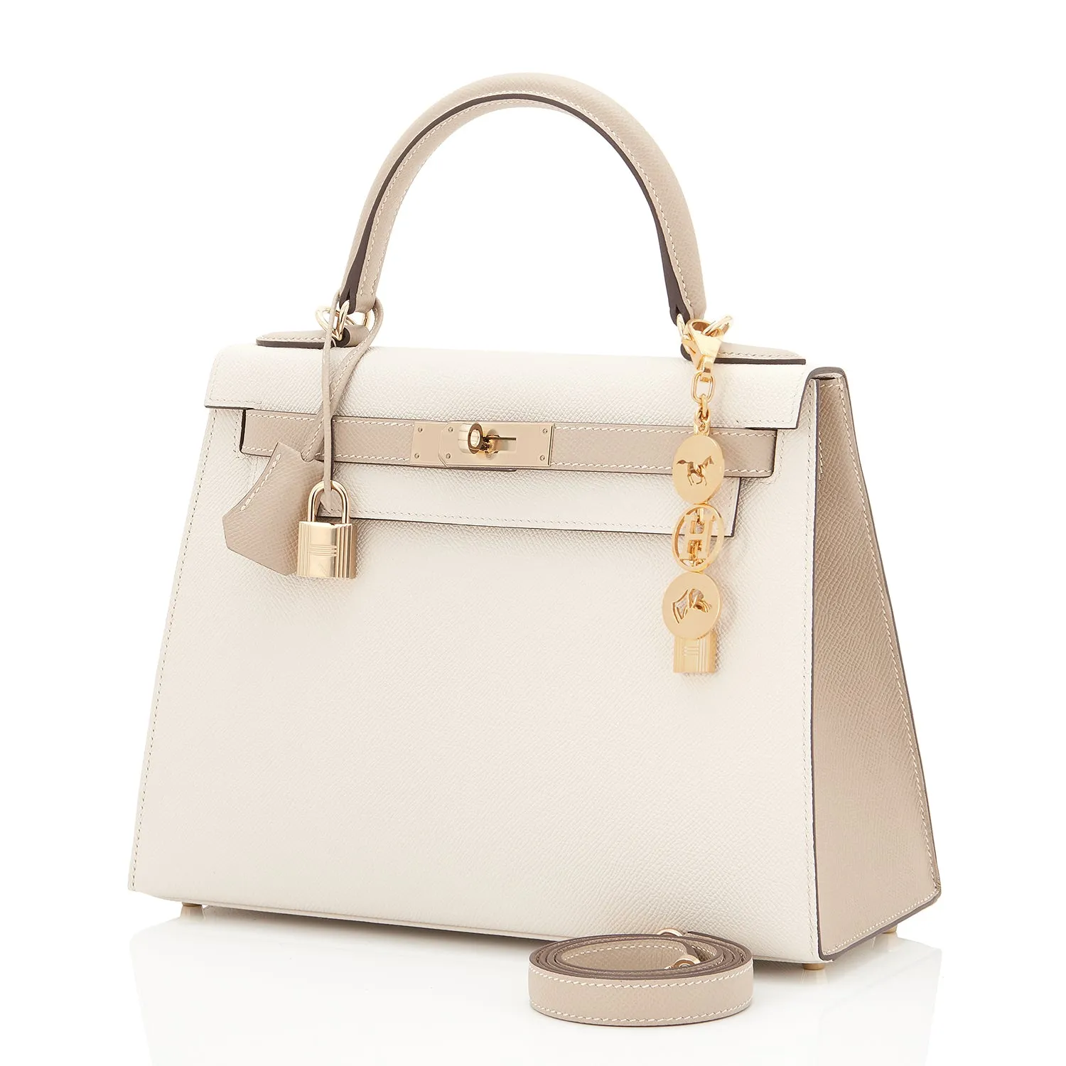 Hermes HSS Craie and Trench Kelly 28cm Epsom Sellier Permabrass
