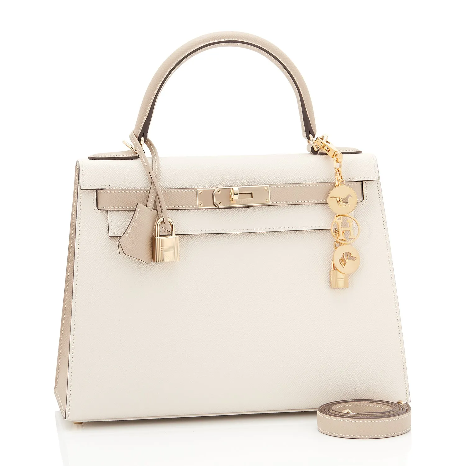 Hermes HSS Craie and Trench Kelly 28cm Epsom Sellier Permabrass