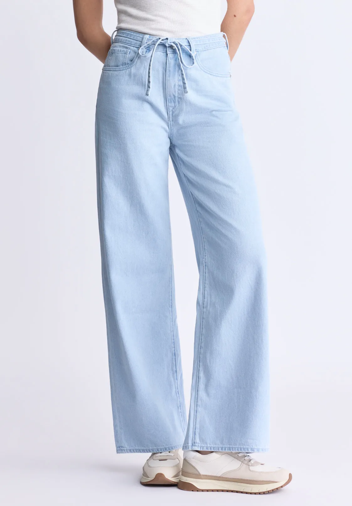 High Rise Wide Leg Alecia Women's Jeans, Light Vintage Blue - BL16011