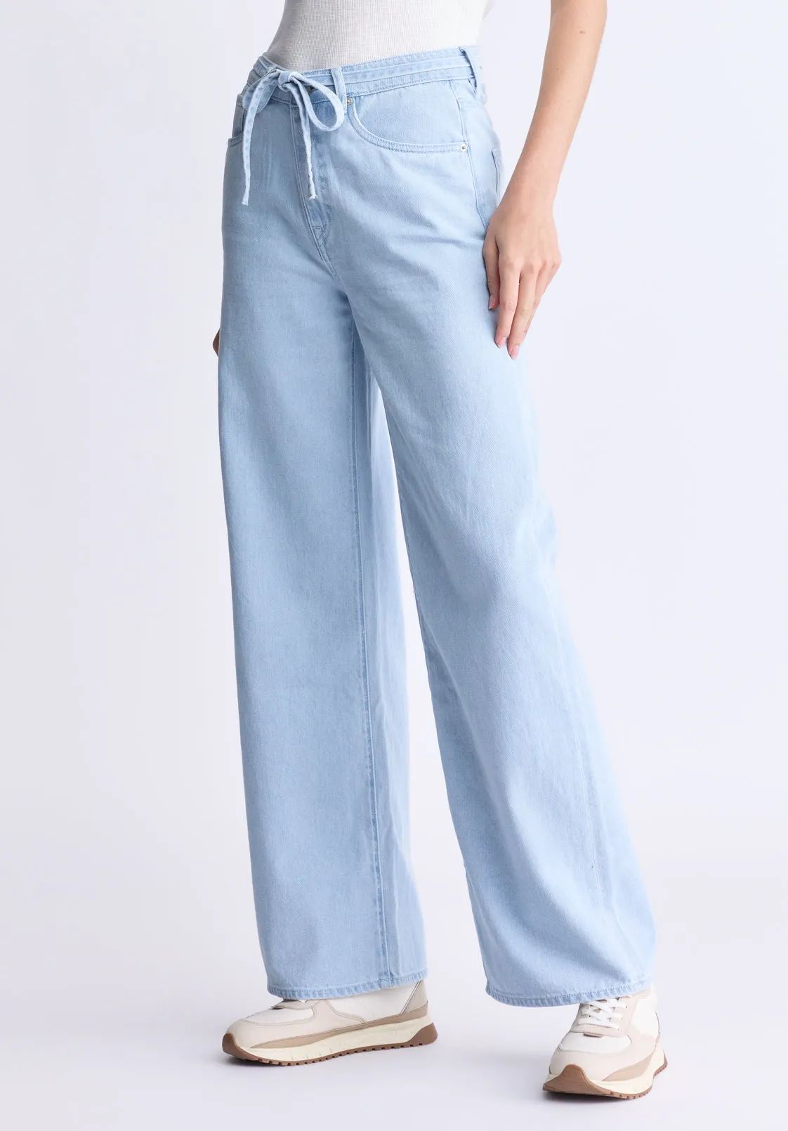 High Rise Wide Leg Alecia Women's Jeans, Light Vintage Blue - BL16011