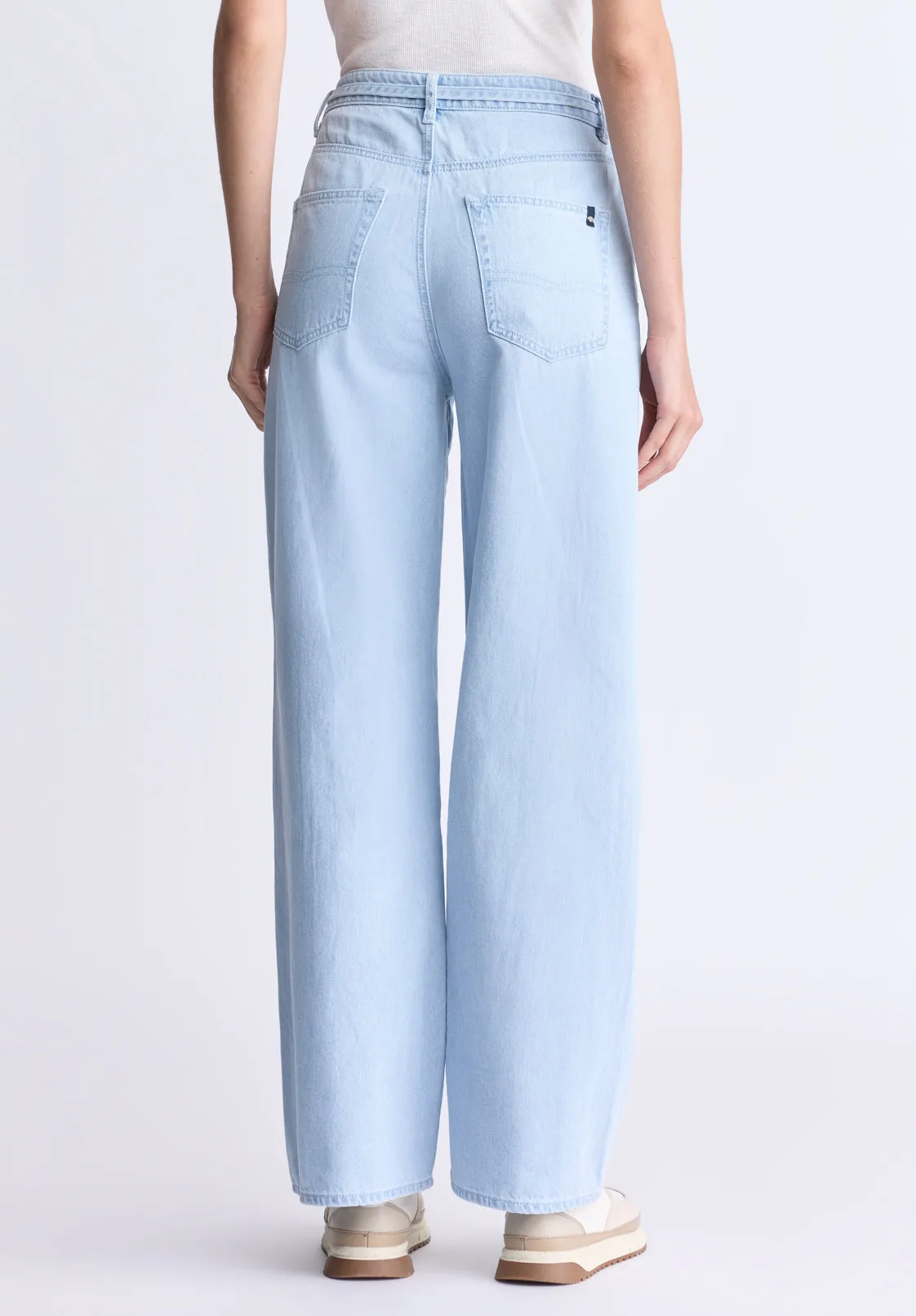 High Rise Wide Leg Alecia Women's Jeans, Light Vintage Blue - BL16011