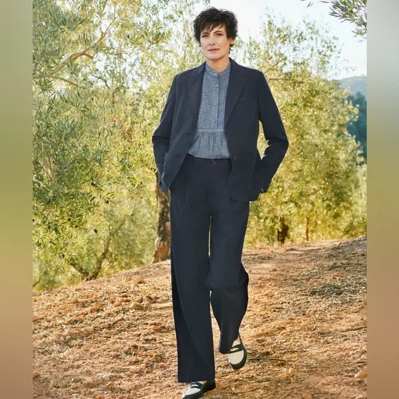 Ines De La Fressange x UNIQLO Women’s Navy Blue Wool Blend Blazer