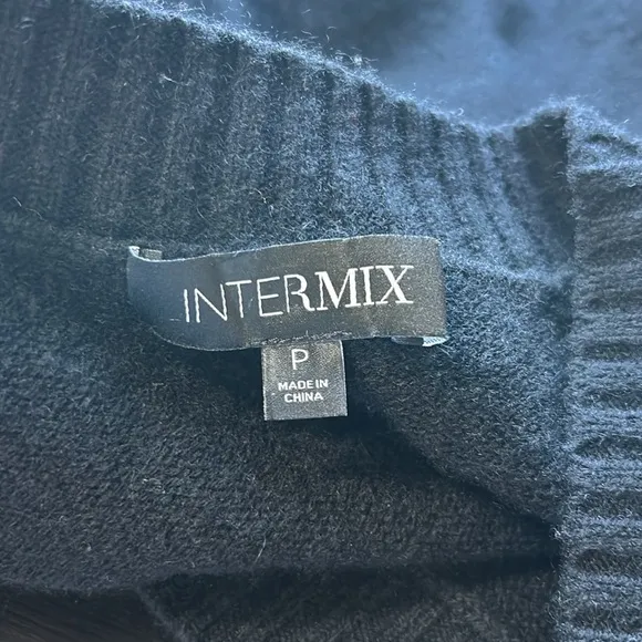 INTERMIX Grethel Wool Cashmere Cardigan Black Sweater Crop Sz P XS