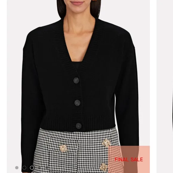 INTERMIX Grethel Wool Cashmere Cardigan Black Sweater Crop Sz P XS