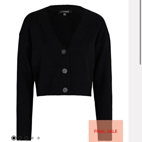 INTERMIX Grethel Wool Cashmere Cardigan Black Sweater Crop Sz P XS