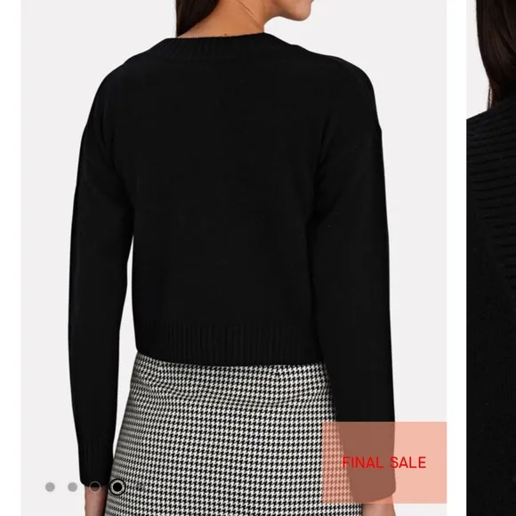 INTERMIX Grethel Wool Cashmere Cardigan Black Sweater Crop Sz P XS