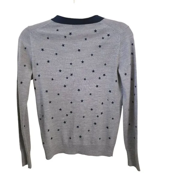 J. Crew Harlow Star Embroidered Merino Wool V Neck Cardigan Sweater Size XS