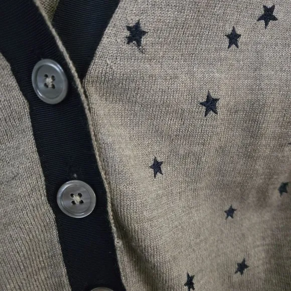 J. Crew Harlow Star Embroidered Merino Wool V Neck Cardigan Sweater Size XS