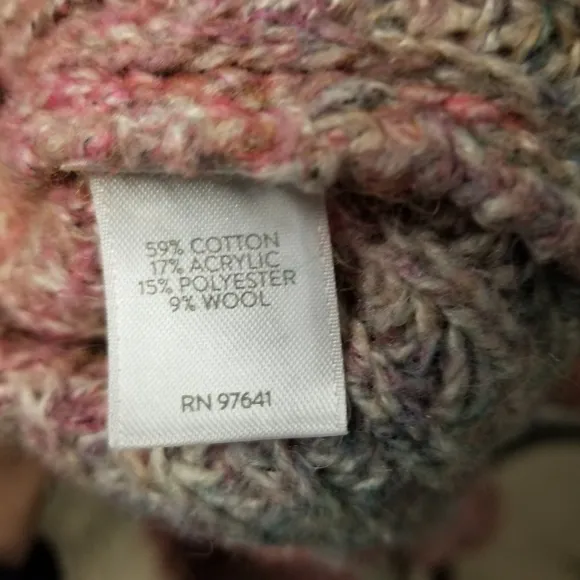 J. Jill Wool Cotton Blend Pink Blue Gray Ombre Knit Pullover Crewneck Sweater XS