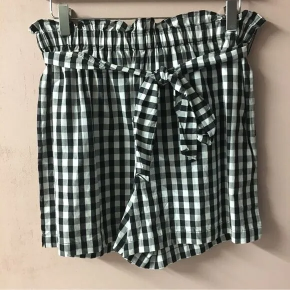 Joie Cleantha Black &amp; White Gingham High Waisted Shorts
