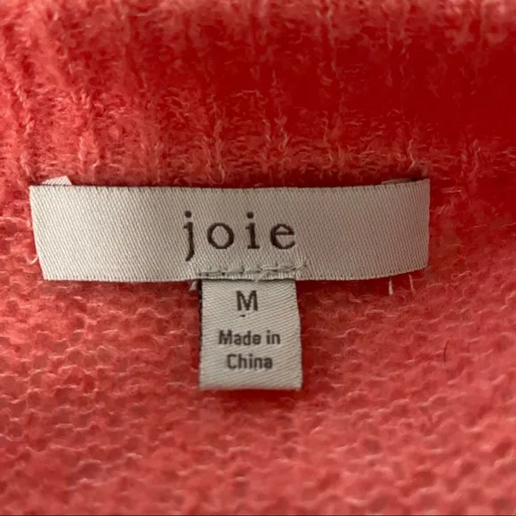 Joie Womens Namio Crew Neck Button Cuff Knit Sweater Rose Coral size Medium