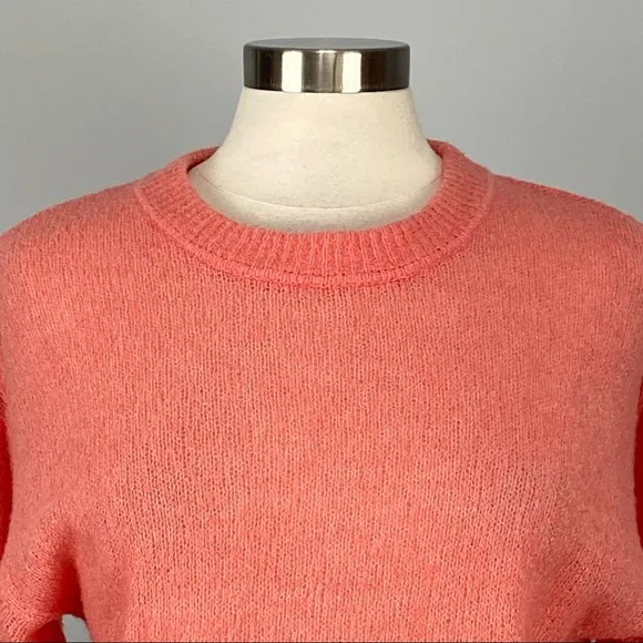 Joie Womens Namio Crew Neck Button Cuff Knit Sweater Rose Coral size Medium