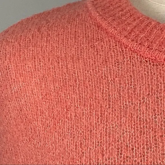 Joie Womens Namio Crew Neck Button Cuff Knit Sweater Rose Coral size Medium