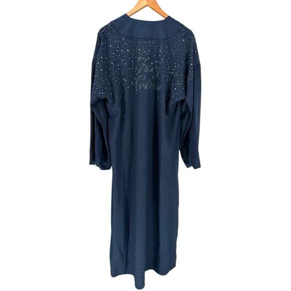 Juicy Couture Navy Logo Back Rhinestone Embellished Maxi Duster size XS/S