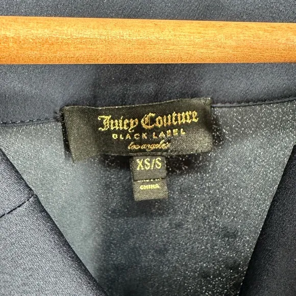 Juicy Couture Navy Logo Back Rhinestone Embellished Maxi Duster size XS/S
