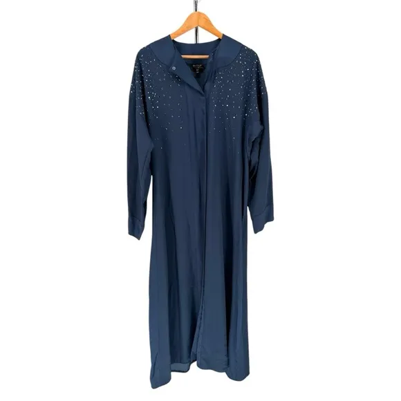 Juicy Couture Navy Logo Back Rhinestone Embellished Maxi Duster size XS/S