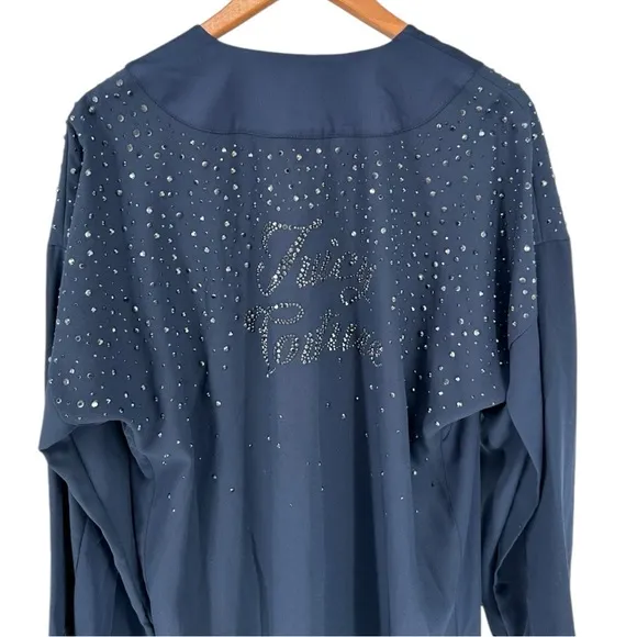 Juicy Couture Navy Logo Back Rhinestone Embellished Maxi Duster size XS/S