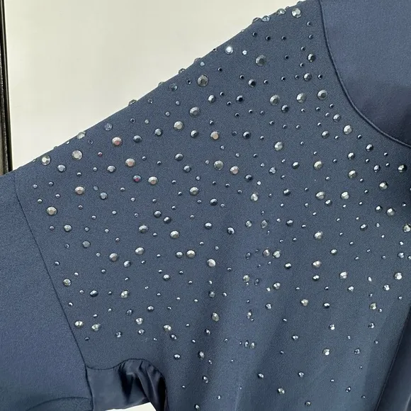 Juicy Couture Navy Logo Back Rhinestone Embellished Maxi Duster size XS/S